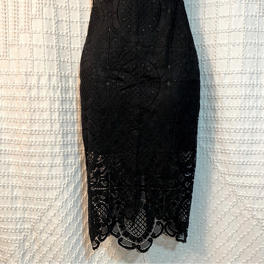 Black Lace Midi Dress, Size Small - Picture 3 of 7